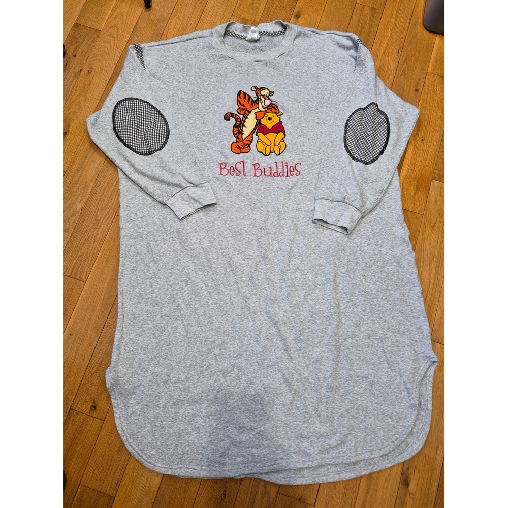 Disney Winnie the Pooh Tigger Best Buddies Nightshirt Gray Fleece Dress 2XL